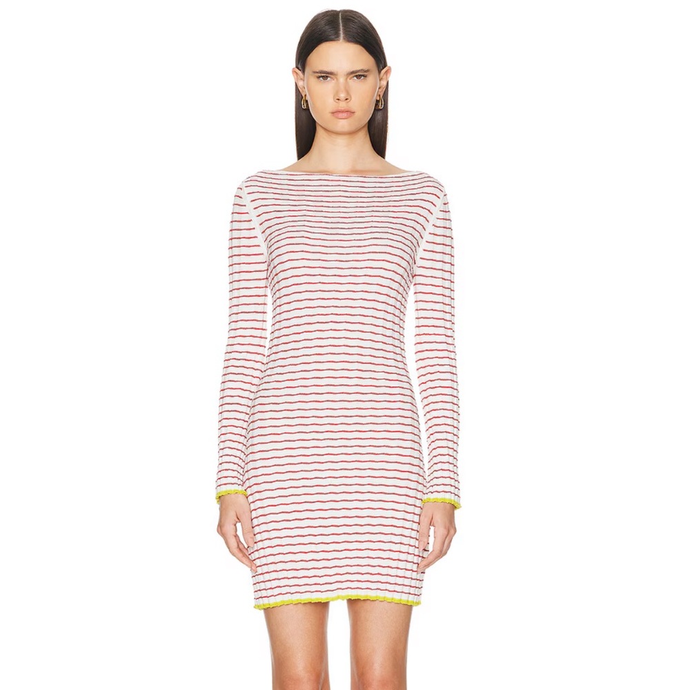 Guest In Residence Stripe Rib Dress in Cream & Rust